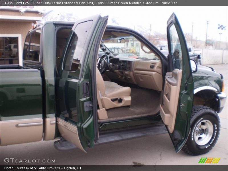 Dark Hunter Green Metallic / Medium Prairie Tan 1999 Ford F250 Super Duty Lariat Extended Cab 4x4