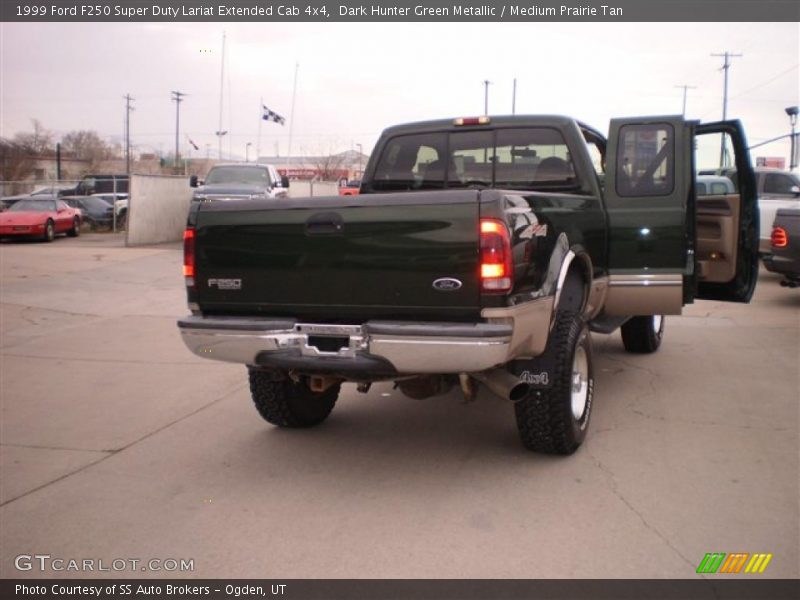 Dark Hunter Green Metallic / Medium Prairie Tan 1999 Ford F250 Super Duty Lariat Extended Cab 4x4