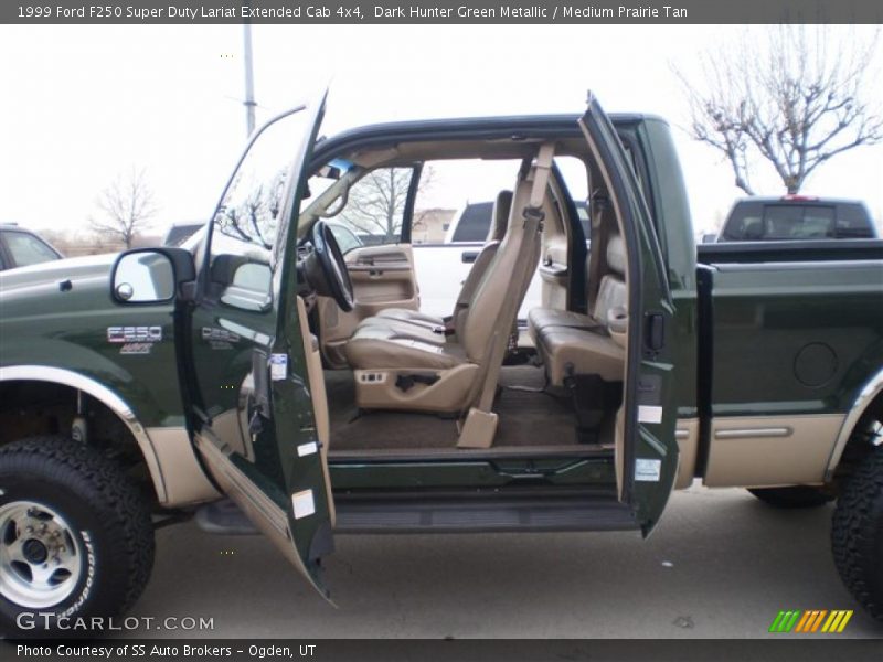 Dark Hunter Green Metallic / Medium Prairie Tan 1999 Ford F250 Super Duty Lariat Extended Cab 4x4