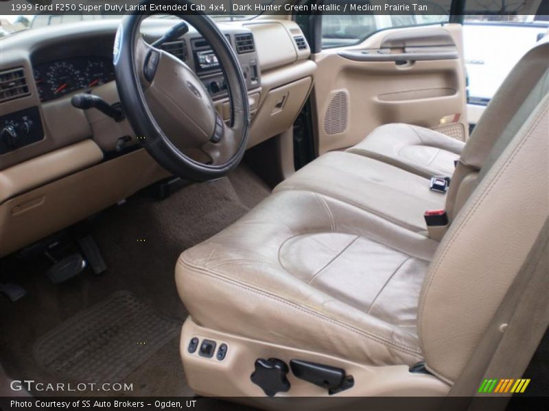 Dark Hunter Green Metallic / Medium Prairie Tan 1999 Ford F250 Super Duty Lariat Extended Cab 4x4