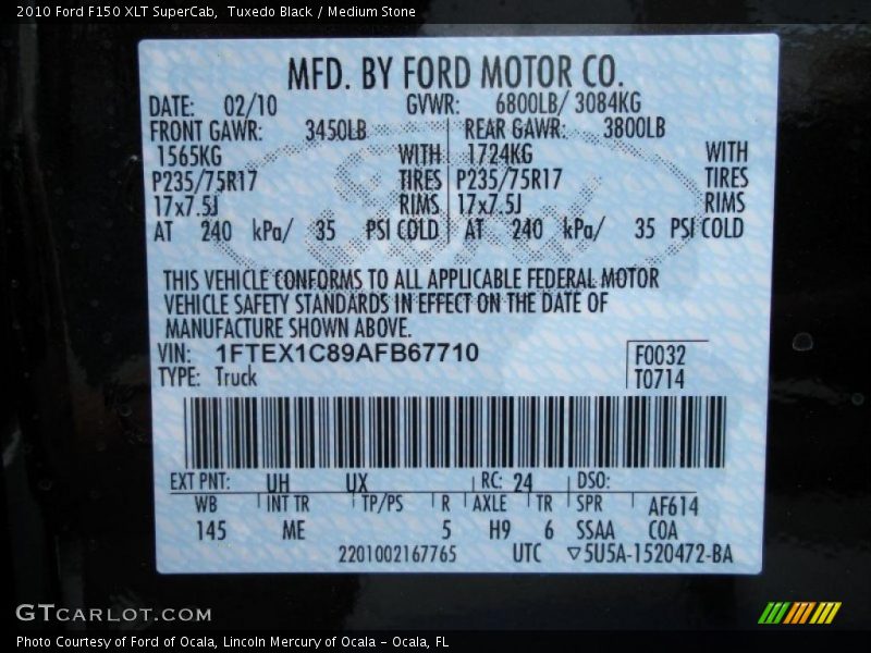 Tuxedo Black / Medium Stone 2010 Ford F150 XLT SuperCab