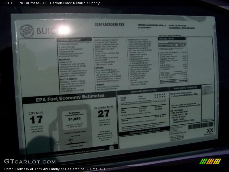 Carbon Black Metallic / Ebony 2010 Buick LaCrosse CXS