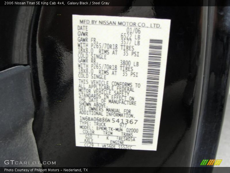 Galaxy Black / Steel Gray 2006 Nissan Titan SE King Cab 4x4