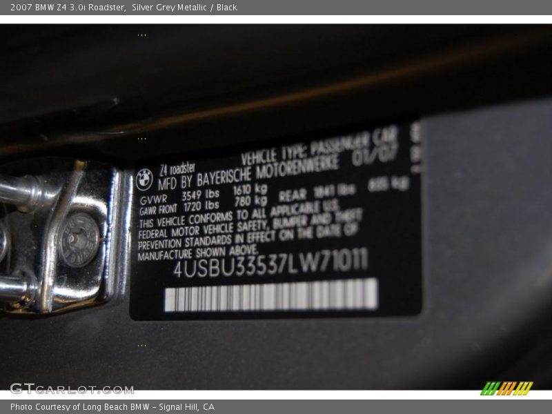 Silver Grey Metallic / Black 2007 BMW Z4 3.0i Roadster