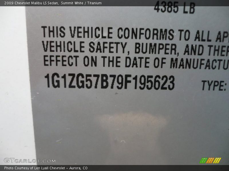 Summit White / Titanium 2009 Chevrolet Malibu LS Sedan