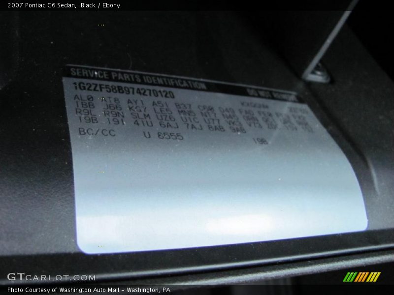 Black / Ebony 2007 Pontiac G6 Sedan