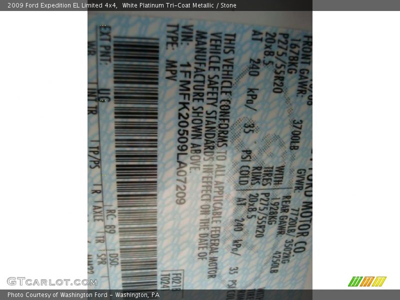 White Platinum Tri-Coat Metallic / Stone 2009 Ford Expedition EL Limited 4x4