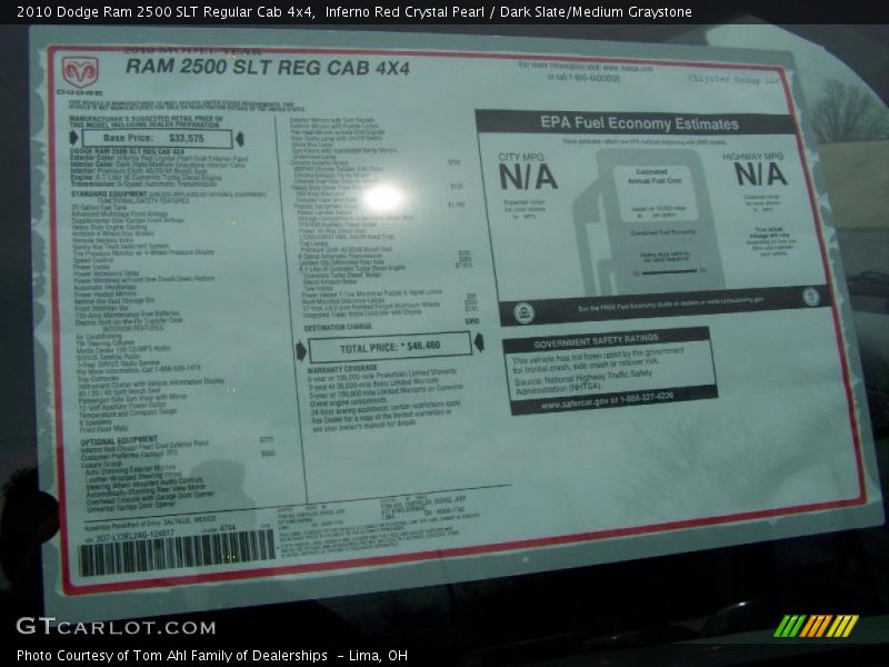Inferno Red Crystal Pearl / Dark Slate/Medium Graystone 2010 Dodge Ram 2500 SLT Regular Cab 4x4