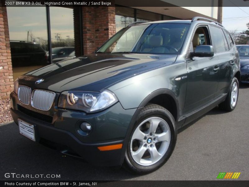 Highland Green Metallic / Sand Beige 2007 BMW X3 3.0si