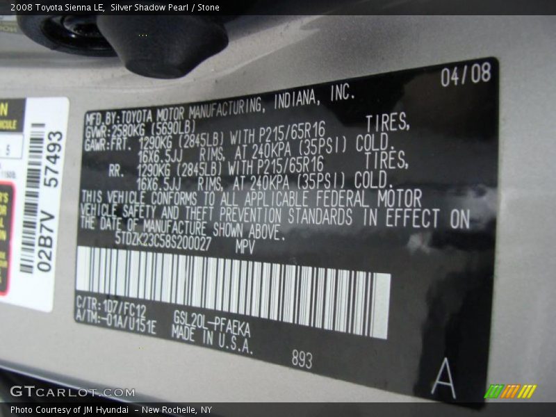 Silver Shadow Pearl / Stone 2008 Toyota Sienna LE