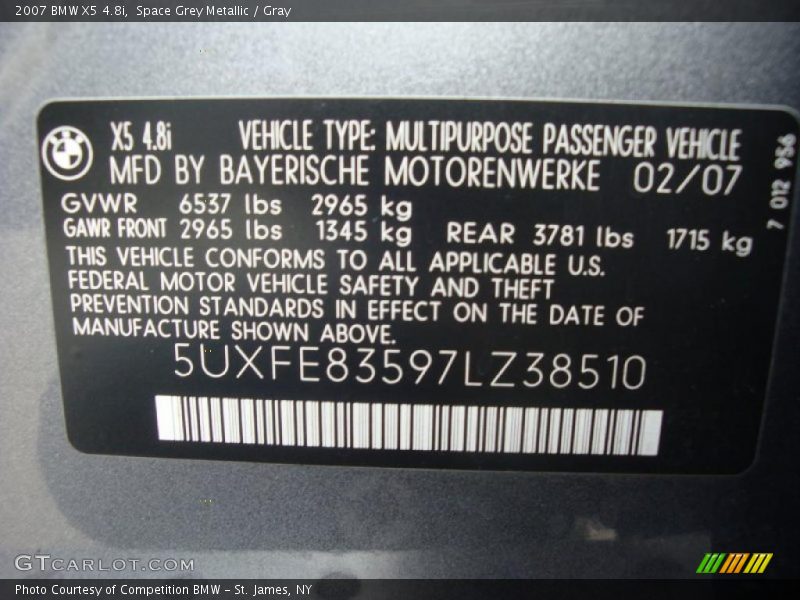 Space Grey Metallic / Gray 2007 BMW X5 4.8i