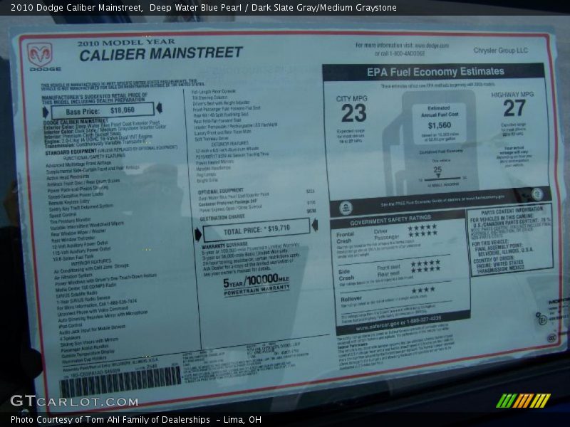 Deep Water Blue Pearl / Dark Slate Gray/Medium Graystone 2010 Dodge Caliber Mainstreet