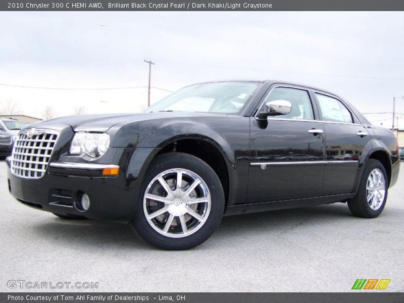 Brilliant Black Crystal Pearl / Dark Khaki/Light Graystone 2010 Chrysler 300 C HEMI AWD