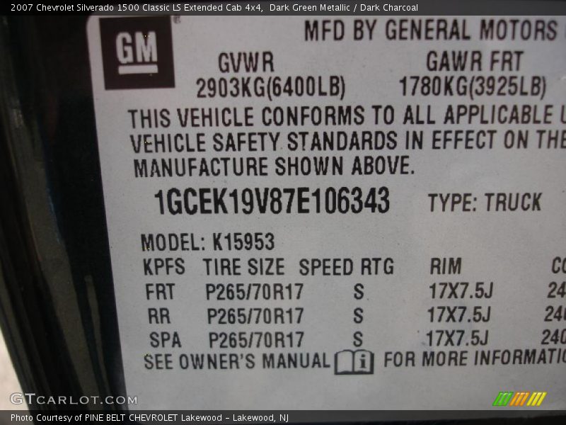 Dark Green Metallic / Dark Charcoal 2007 Chevrolet Silverado 1500 Classic LS Extended Cab 4x4