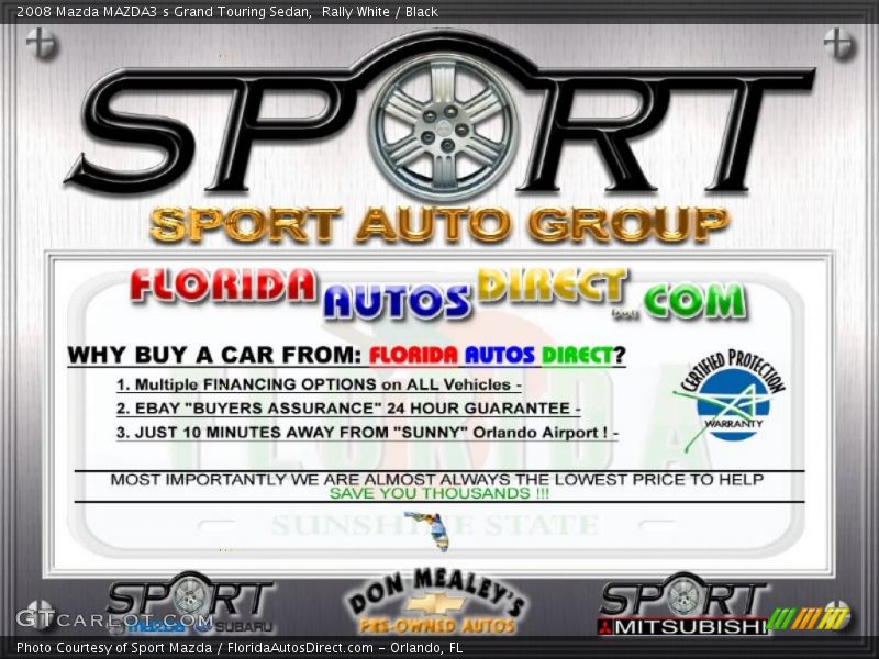 Rally White / Black 2008 Mazda MAZDA3 s Grand Touring Sedan
