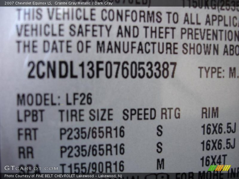 Granite Gray Metallic / Dark Gray 2007 Chevrolet Equinox LS