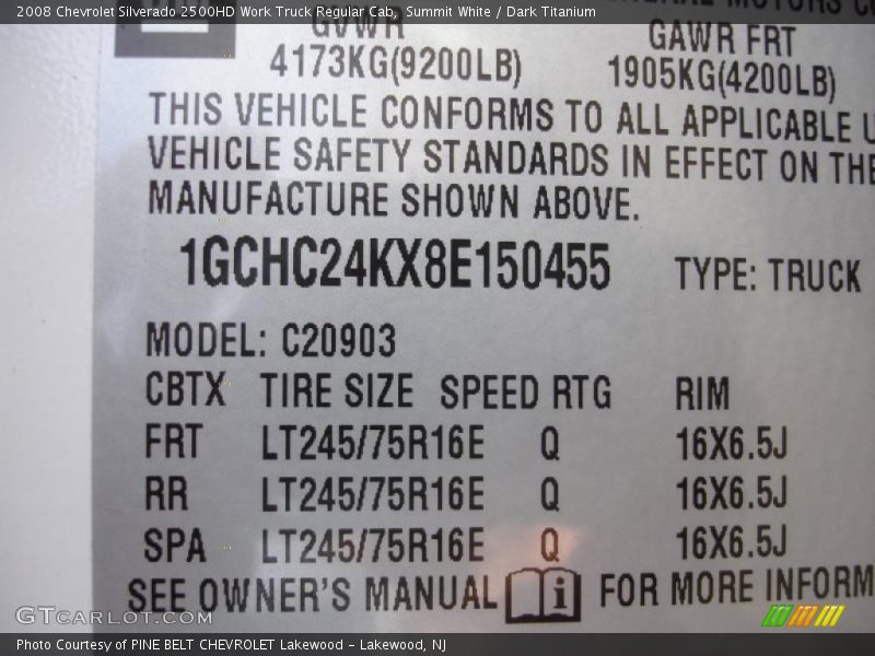 Summit White / Dark Titanium 2008 Chevrolet Silverado 2500HD Work Truck Regular Cab