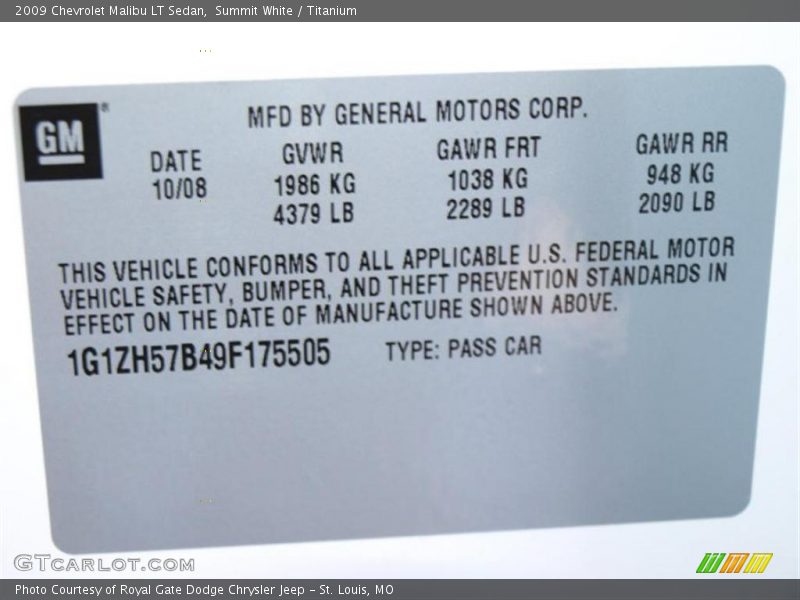 Summit White / Titanium 2009 Chevrolet Malibu LT Sedan