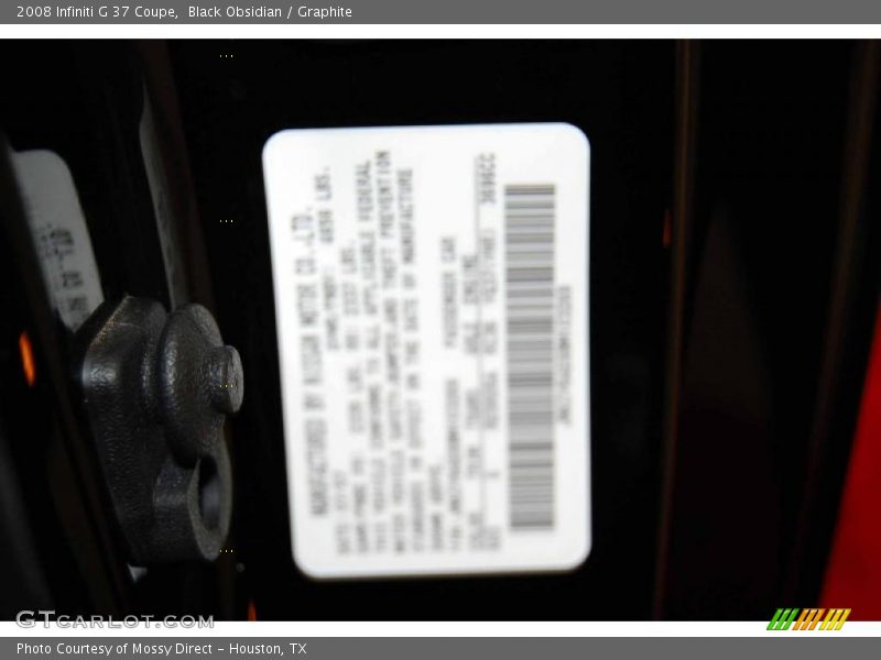 Black Obsidian / Graphite 2008 Infiniti G 37 Coupe