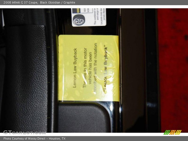 Black Obsidian / Graphite 2008 Infiniti G 37 Coupe