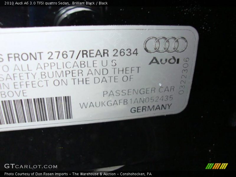 Brilliant Black / Black 2010 Audi A6 3.0 TFSI quattro Sedan