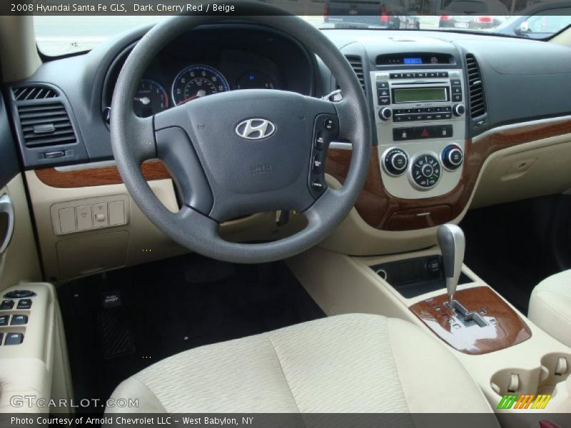 Dark Cherry Red / Beige 2008 Hyundai Santa Fe GLS