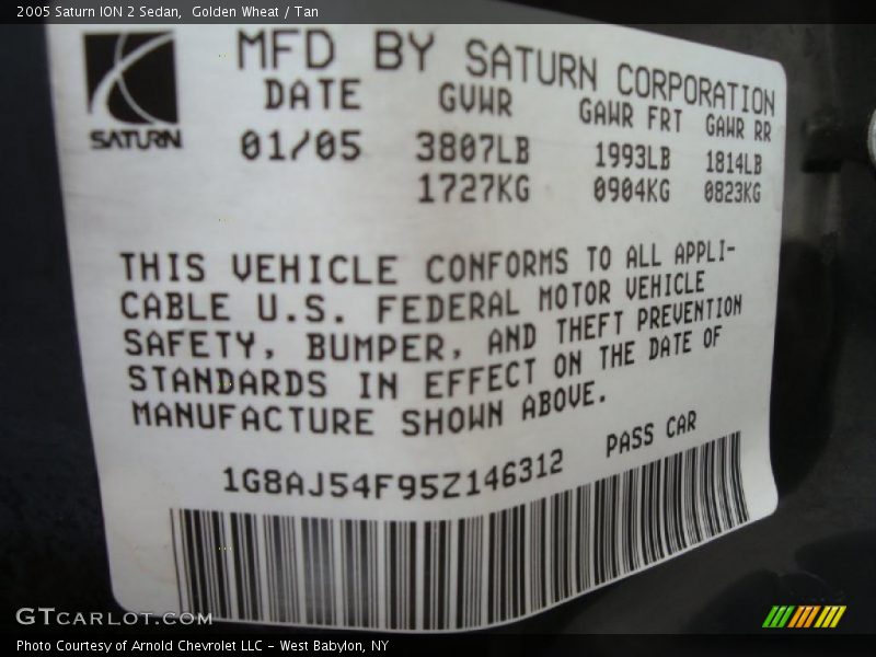 Golden Wheat / Tan 2005 Saturn ION 2 Sedan