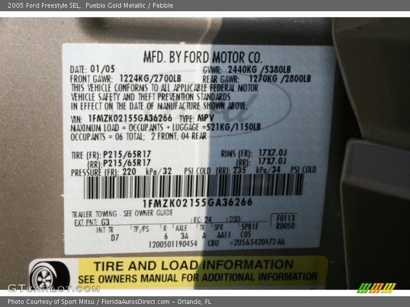 Pueblo Gold Metallic / Pebble 2005 Ford Freestyle SEL