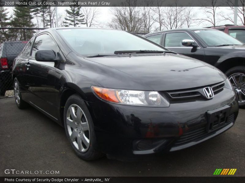 Nighthawk Black Pearl / Gray 2008 Honda Civic LX Coupe