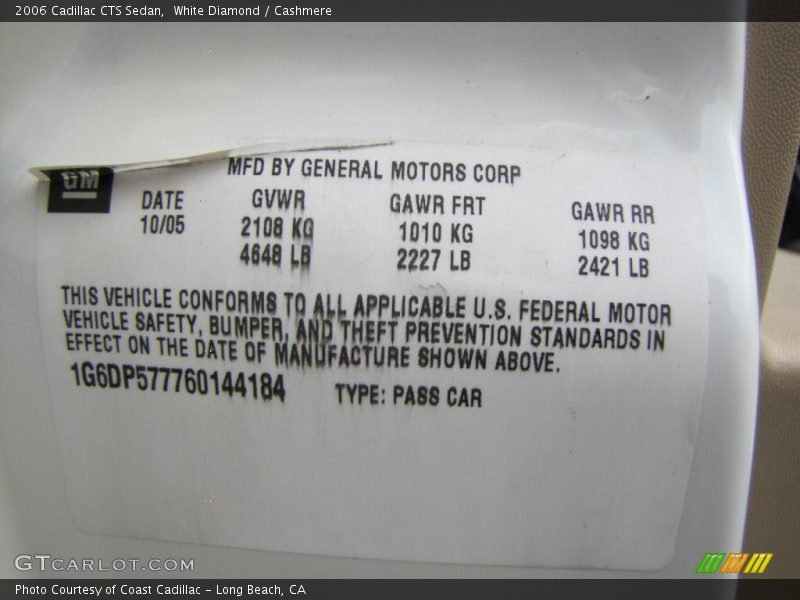 White Diamond / Cashmere 2006 Cadillac CTS Sedan