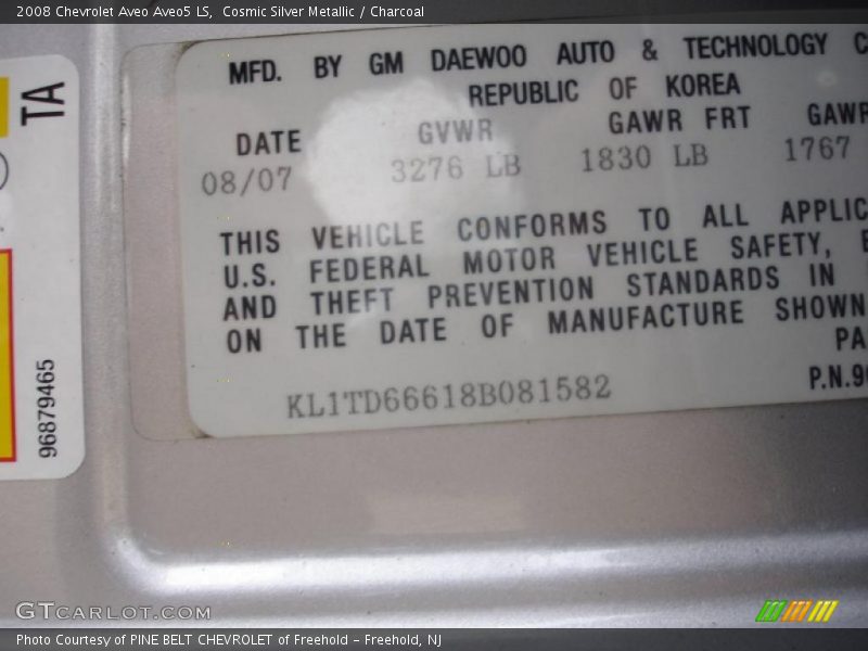 Cosmic Silver Metallic / Charcoal 2008 Chevrolet Aveo Aveo5 LS
