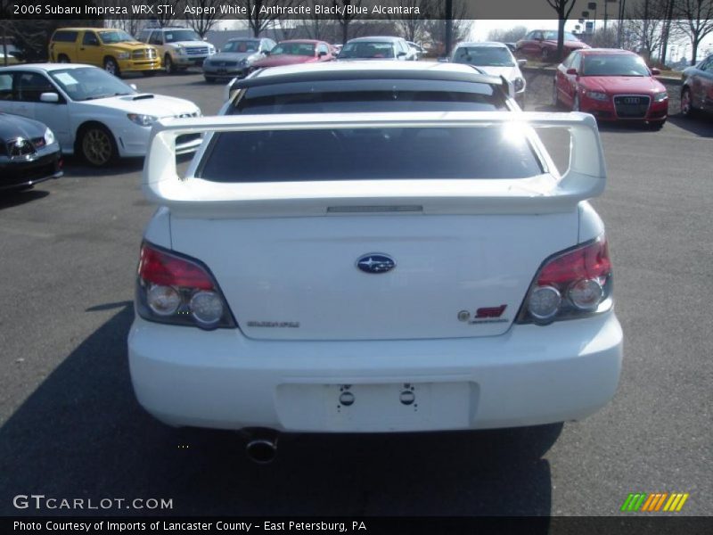 Aspen White / Anthracite Black/Blue Alcantara 2006 Subaru Impreza WRX STi