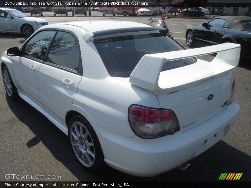Aspen White / Anthracite Black/Blue Alcantara 2006 Subaru Impreza WRX STi