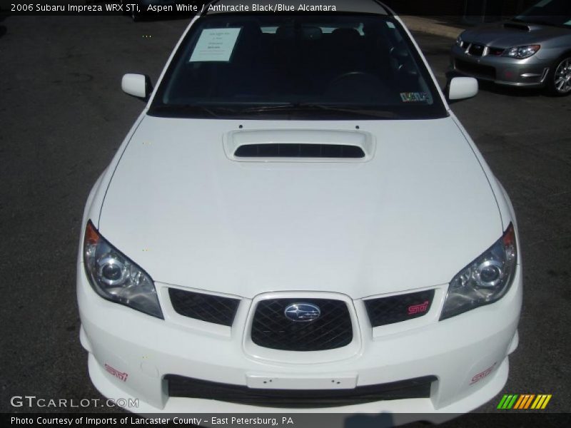 Aspen White / Anthracite Black/Blue Alcantara 2006 Subaru Impreza WRX STi