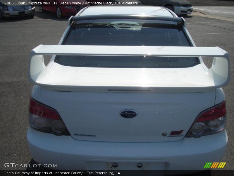 Aspen White / Anthracite Black/Blue Alcantara 2006 Subaru Impreza WRX STi