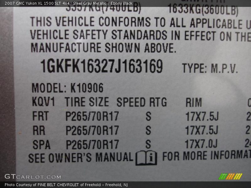 Steel Gray Metallic / Ebony Black 2007 GMC Yukon XL 1500 SLT 4x4