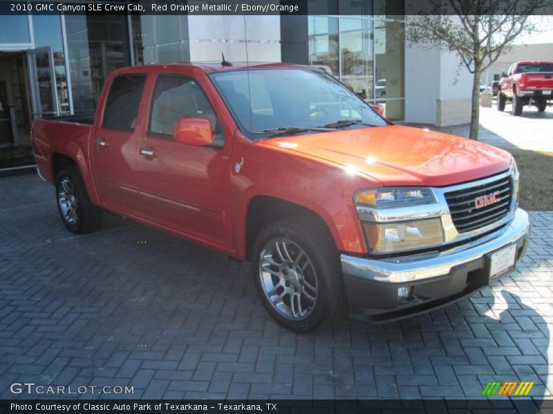 Red Orange Metallic / Ebony/Orange 2010 GMC Canyon SLE Crew Cab