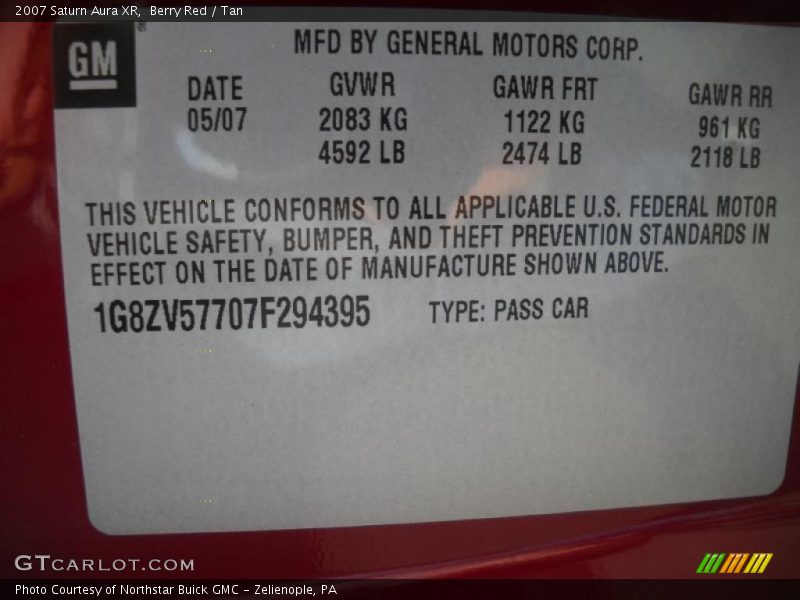 Berry Red / Tan 2007 Saturn Aura XR