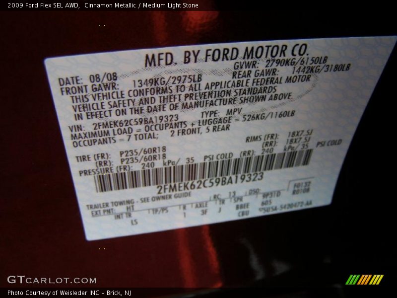 Cinnamon Metallic / Medium Light Stone 2009 Ford Flex SEL AWD