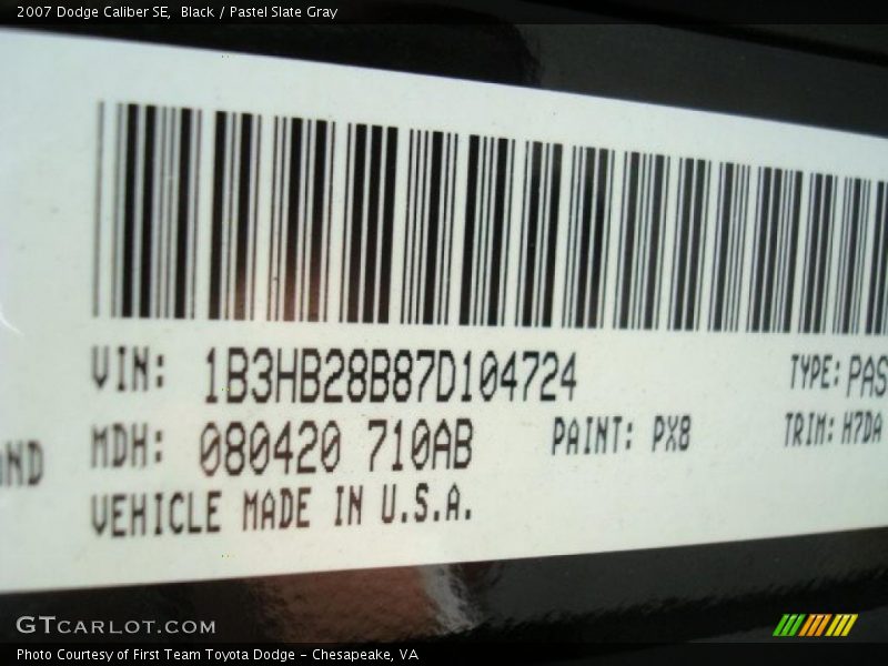 Black / Pastel Slate Gray 2007 Dodge Caliber SE