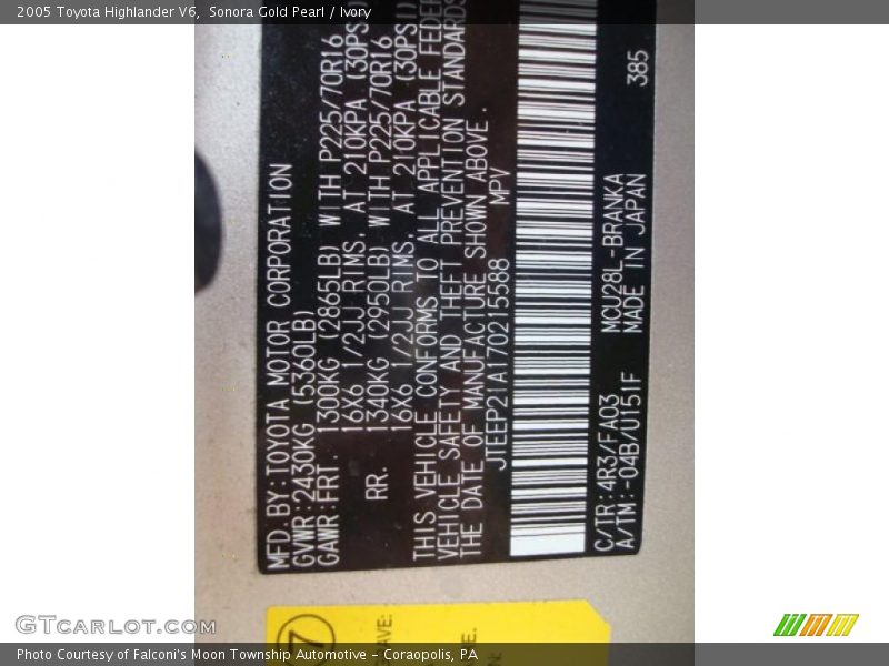 Sonora Gold Pearl / Ivory 2005 Toyota Highlander V6