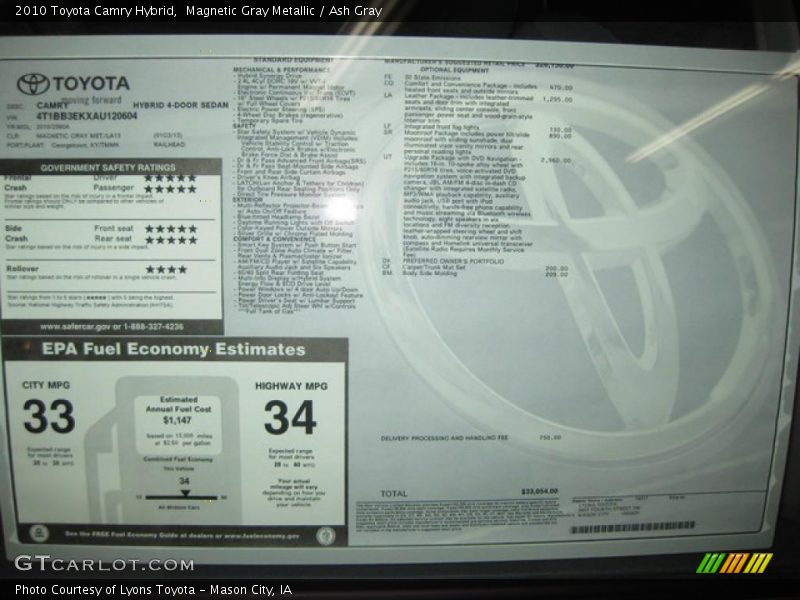 Magnetic Gray Metallic / Ash Gray 2010 Toyota Camry Hybrid