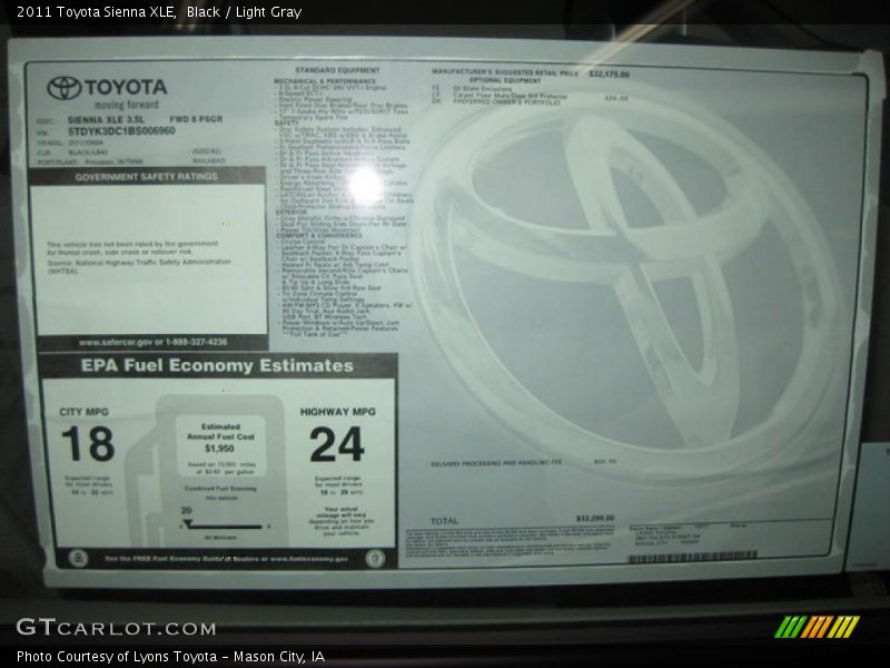 Black / Light Gray 2011 Toyota Sienna XLE