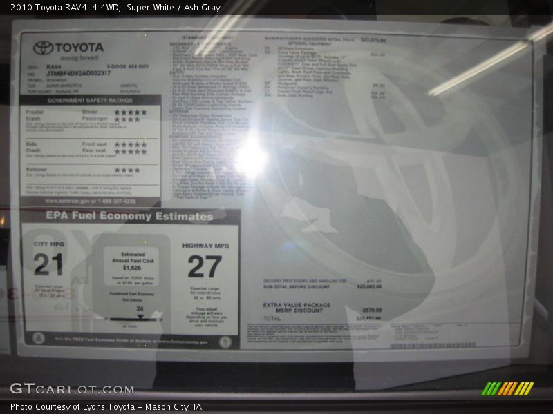 Super White / Ash Gray 2010 Toyota RAV4 I4 4WD