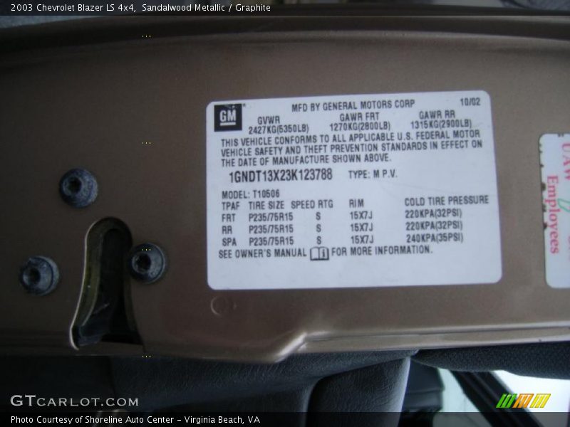 Sandalwood Metallic / Graphite 2003 Chevrolet Blazer LS 4x4