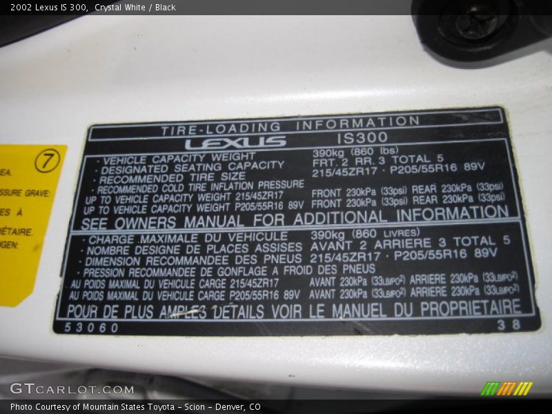 Crystal White / Black 2002 Lexus IS 300