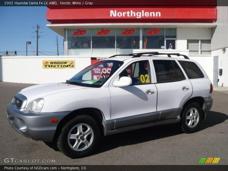 Nordic White / Gray 2002 Hyundai Santa Fe LX AWD