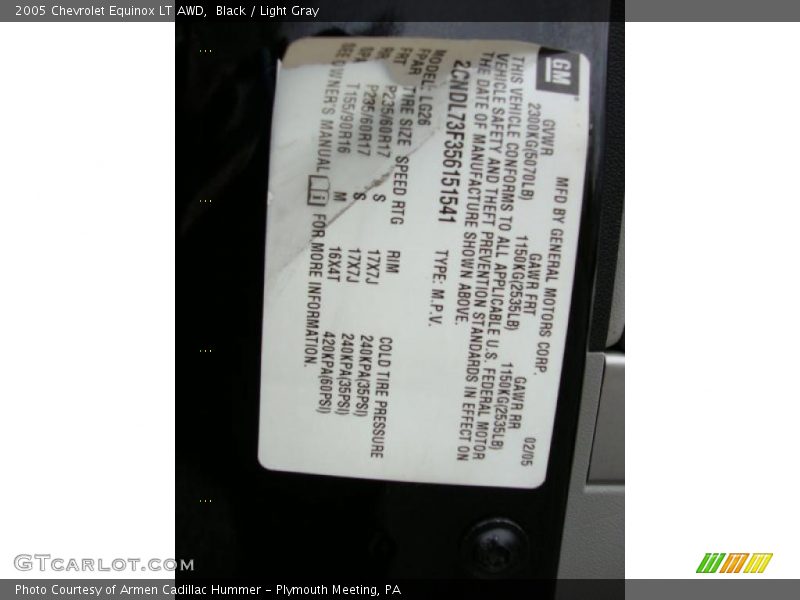 Black / Light Gray 2005 Chevrolet Equinox LT AWD