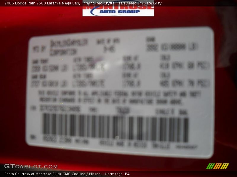 Inferno Red Crystal Pearl / Medium Slate Gray 2006 Dodge Ram 2500 Laramie Mega Cab