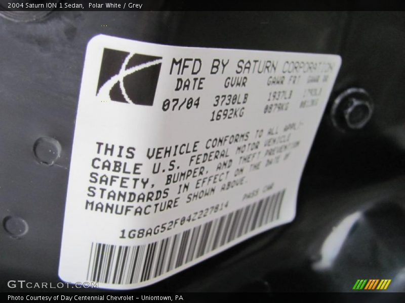 Polar White / Grey 2004 Saturn ION 1 Sedan